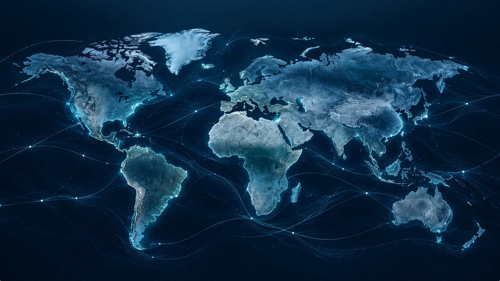 Mapa mundial de las redes oceánicas luminosas