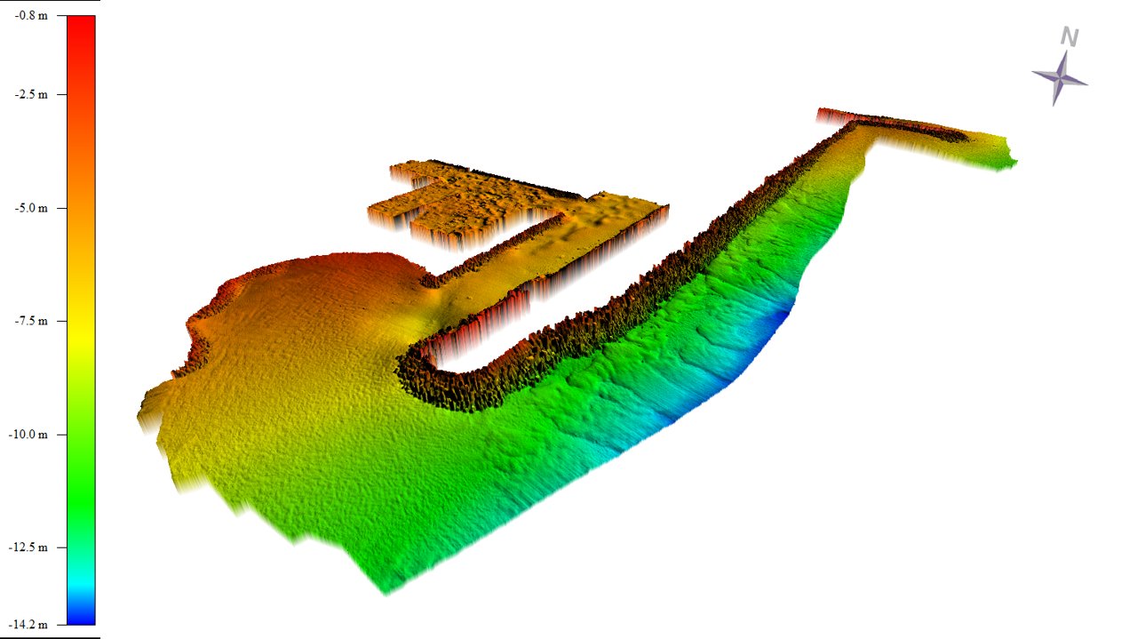 Modelo digital del terreno del fondo marino obtenido con ecosonda multihaz